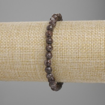 Bracelet Coffee Jasper Faceted Bead, 6mm diameter, 18cm length, stretchy