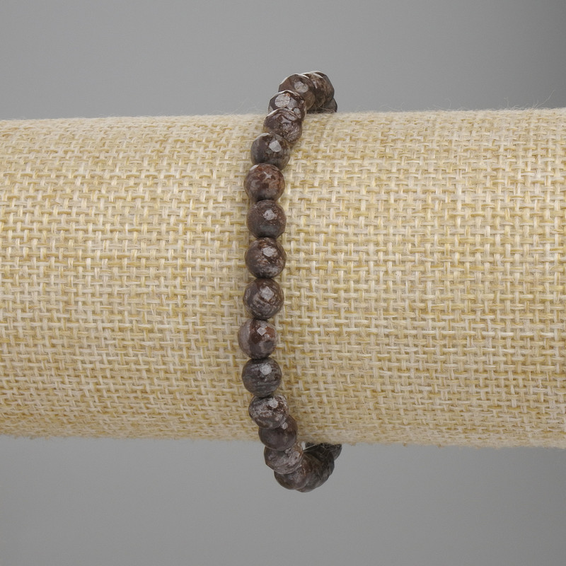 Bracelet Coffee Jasper Faceted Bead, 6mm diameter, 18cm length, stretchy