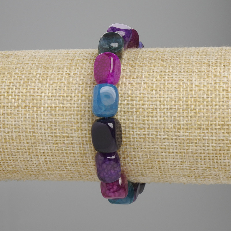 Agate Bead Bracelet 12-13, 5x9-9, 5mm+-, length 18cm+- stretch