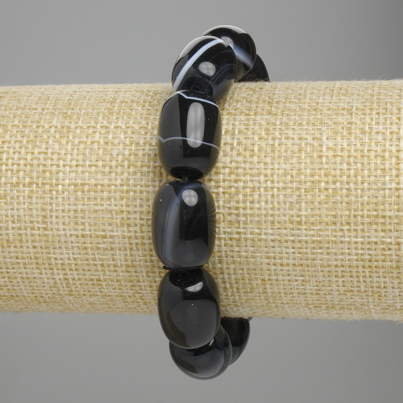Agate Barrel Bracelet, diameter 17-18×12-13mm, +-, length 18cm +-/ stretch