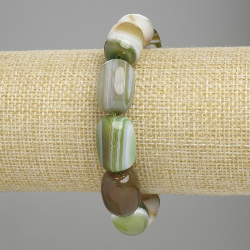 Agate Barilo Beaded Bracelet, diameter 17-18×12-13mm, +-, length 18cm +-, stretch