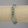 Moss Agate Beaded Cube Bracelet, 7x7mm, stretchy, 18cm long