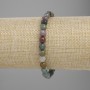 Bracelet Moss Agate Faceted Round Bead, 6mm diameter ±, length 18cm ± stretch