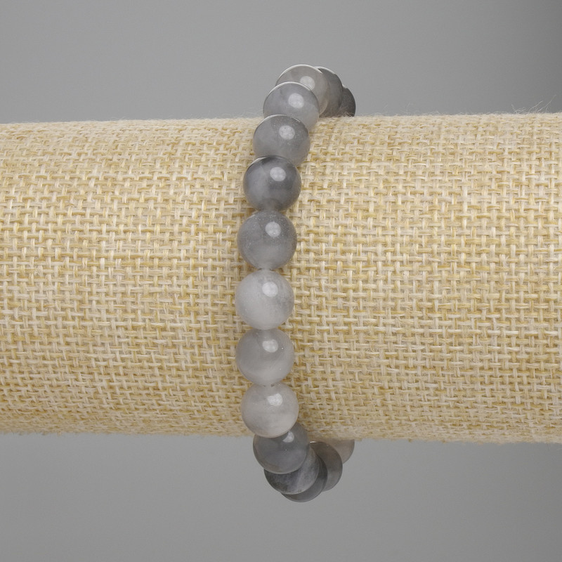 Bracelet Smoky Agate smooth round beads, diameter 9mm±, length 18cm± stretch