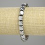 Hematite Cube Bead Bracelet 7.5x7.5mm Silver Tone, 18cm+ Stretch
