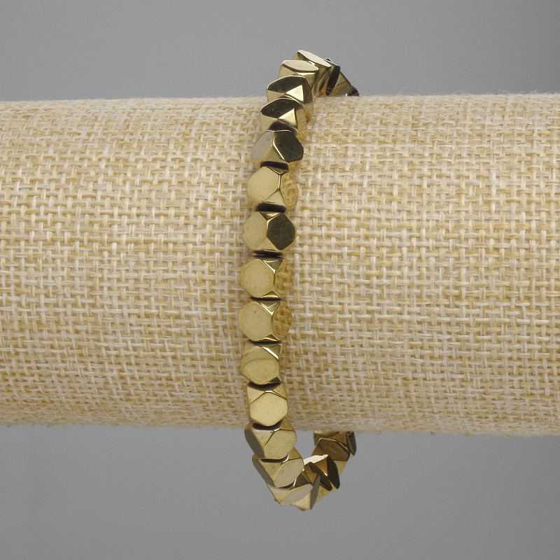 Bracelet Hematite Multicone 5.5×5.5 mm, 5 mm+- color golden, length 18 cm+- stretch