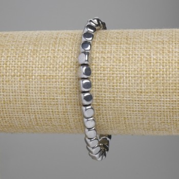 Bracelet Hematite Cube, diameter 5, 5×5, 5mm±, colour silver, length 18cm±, stretch