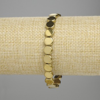 Bracelet Hematite Coin 8mm+ Gold Colour, length 18cm+ Stretch