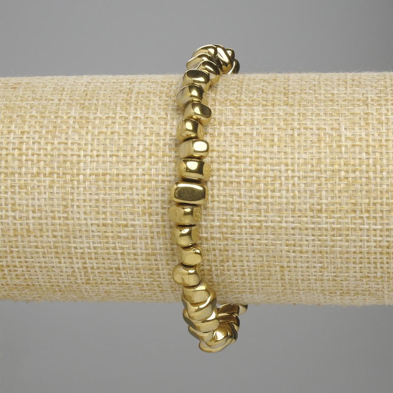 Hematite Bead Stretch Bracelet 6–8, 5x4–4, 5mm+ Gold Colour, 18cm+