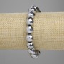 Hematite Bead Bracelet - Faceted 10mm, Silver Colour, 18cm Stretch