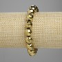 Bracelet Hematite Faceted Bead 10mm+ Gold Colour, 18cm+ Stretch