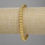 Bracelet Lava with golden metallic coating porous rondelle 6x4.5mm+-, length 18cm+-, stretch