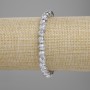 Bracelet Lava with silvered metal coating porous bead 6.5mm±, length 18cm± stretch