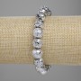 Bracelet Lava with silvered plating porous bead 10.5mm+-, length 18cm+-, stretch