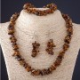 Set Trio Tiger's Eye natural stone "stone shard" necklace+earrings+bracelet