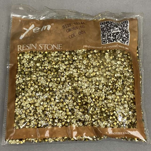 Yellow rhinestones, 4mm diameter ± pack /75g (+ -)