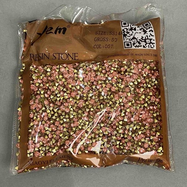 Rhinestones stones colour pink, diameter 4mm± pack /75g (+ -)