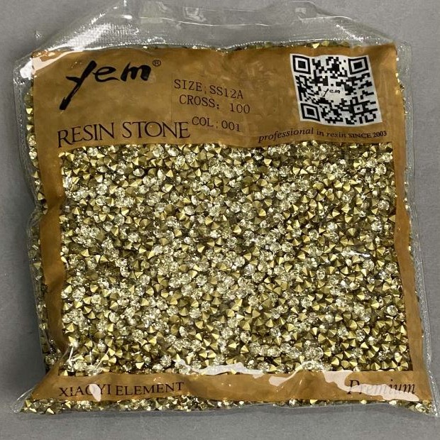 Rhinestone stones colour yellow, diameter 3mm± pack /110g (+ -)