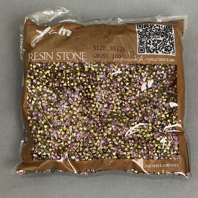 Purple crystals stones, diameter 3mm± pack /105g (+ -)