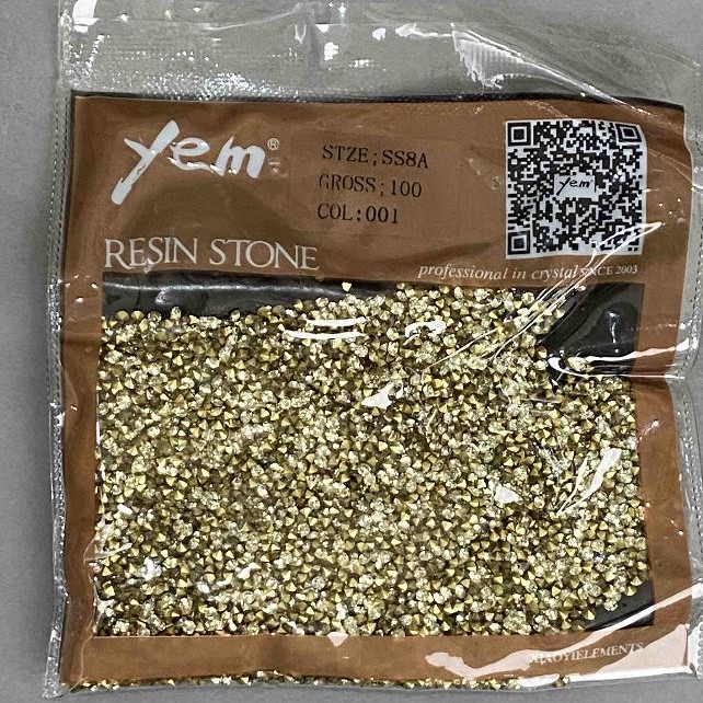 Rhinestones stones yellow colour, diameter 2mm+- pack /30g (+ -)