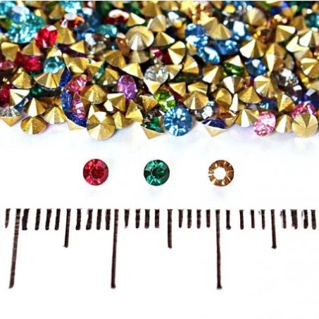 Colored Rhinestones Assorted, 2.5 mm ±, pack / 7 g ±