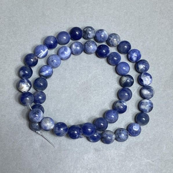 Sodalite Beads Smooth Round 8.5 mm ±, Thread Length 37 cm ±