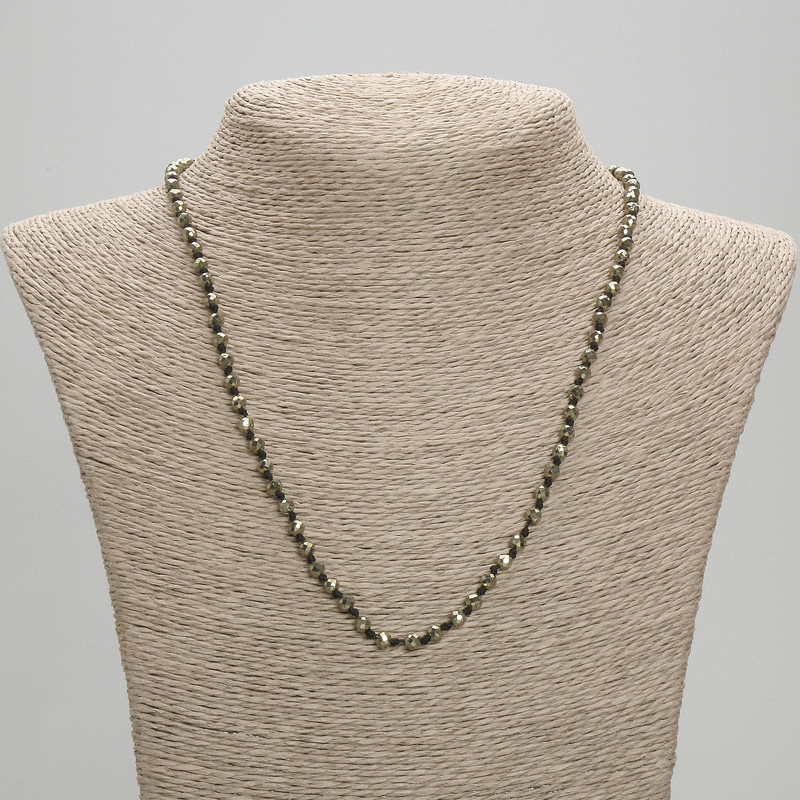Pyrite Necklace Faceted Ball 4mm, 45cm length with clasp