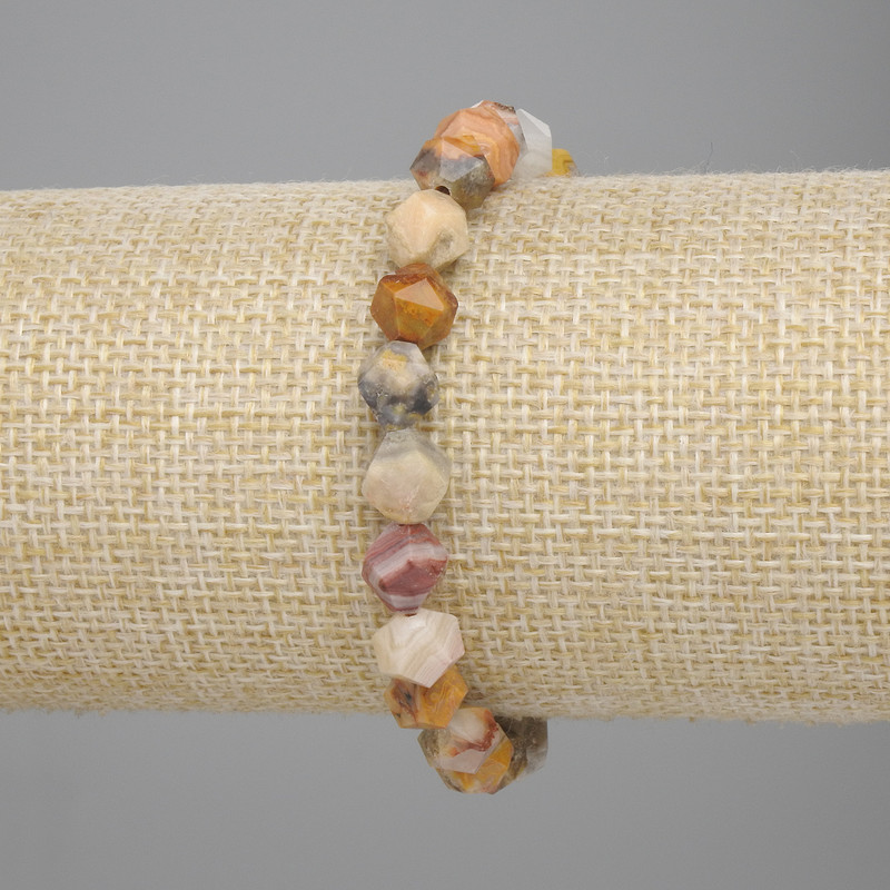 Jasper Bead Multisided Bracelet 8x7mm, 18cm stretch length