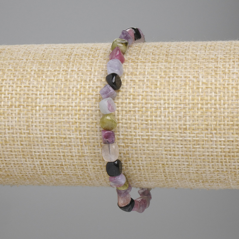 Tourmaline Faceted Bead Bracelet 6-7×5-6mm +-, length 18cm ± stretch