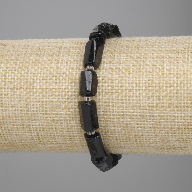 Bracelet Tourmaline Cut 11-12×7-7,5mm+- seed beads 3mm+-, length 18cm+- stretch