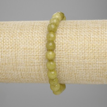 Bracelet Chrysoprase Olivine Faceted Bead, diameter 7.5mm ±, length 18cm ± stretch