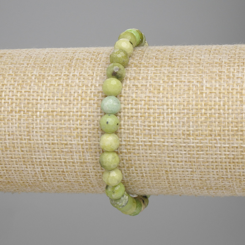 Bracelet Jadeite Faceted Bead, 6mm diameter, 18cm length, stretch