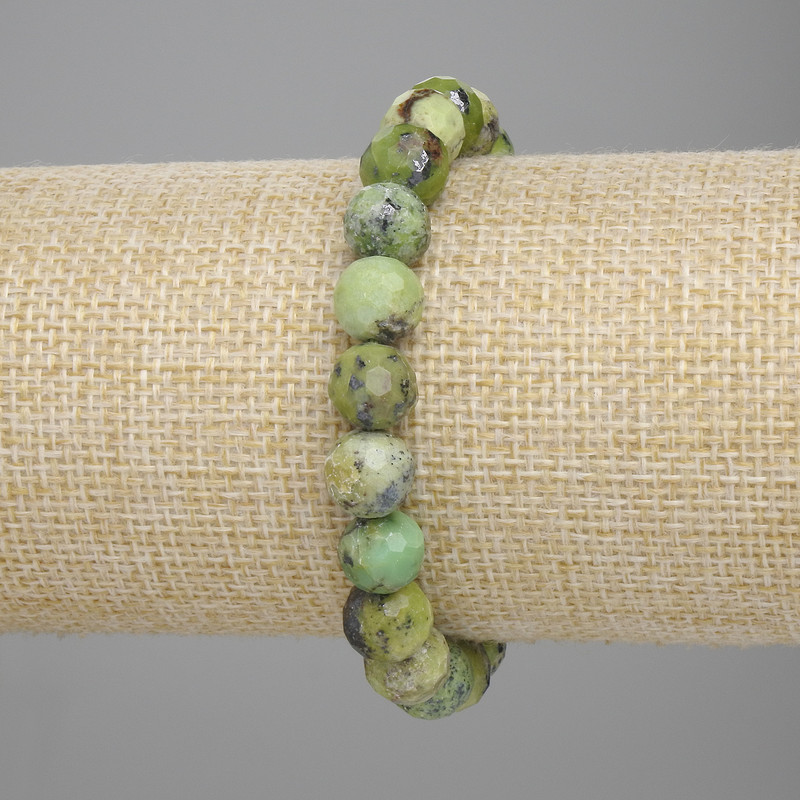 Bracelet Jadeite Faceted Bead, diameter 10mm±, length 18cm± stretch