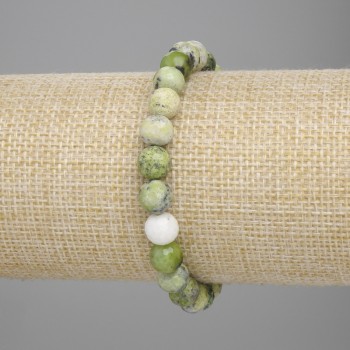 Bracelet Jadeite Faceted Bead, 8mm diameter, length 18cm, stretch