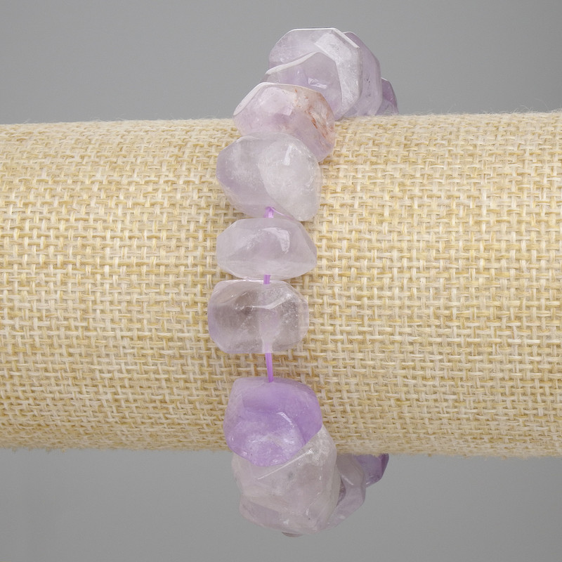 Amethyst Bracelet Faceted, 9×14–15 mm, 18 cm long, stretchy