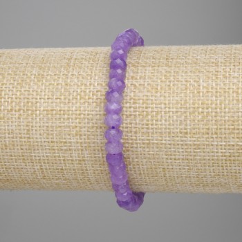 Amethyst Bead-Set Rondelle Bracelet, 6x4 mm, stretch 18 cm