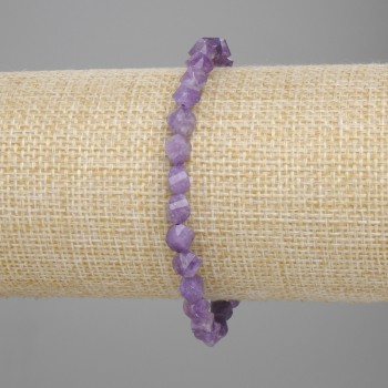 Amethyst Bead Bracelet Graded Diamond Shape, 6x5mm, Stretch, 18cm