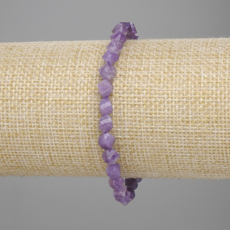Amethyst Bead Bracelet Graded Diamond Shape, 6x5mm, Stretch, 18cm
