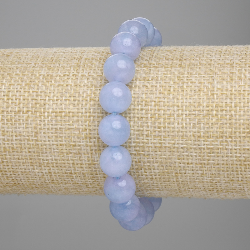 Bracelet Aquamarine smooth beads, diameter 10mm ±, length 18cm ± stretch