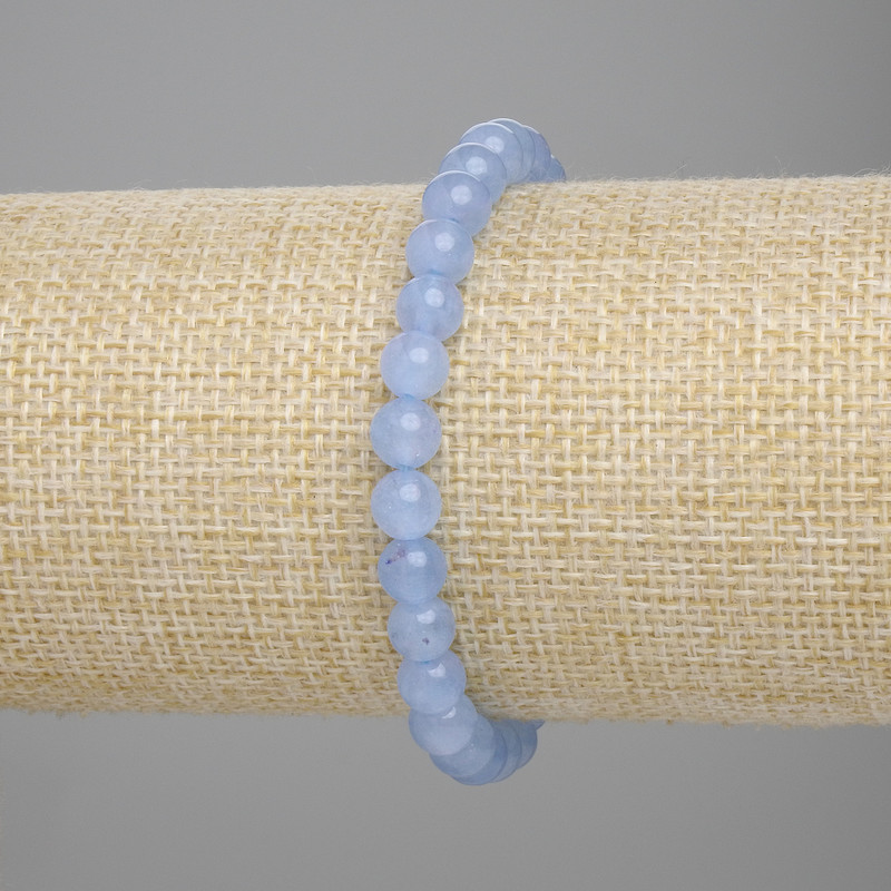 Aquamarine Bead Bracelet smooth rounds, diameter 6mm ±, length 18cm ± stretch