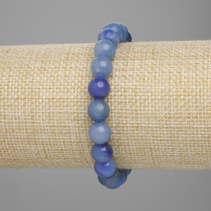 Bracelet Blue Aventurine Smooth Bead, diameter 8.5mm, length 18cm, stretch