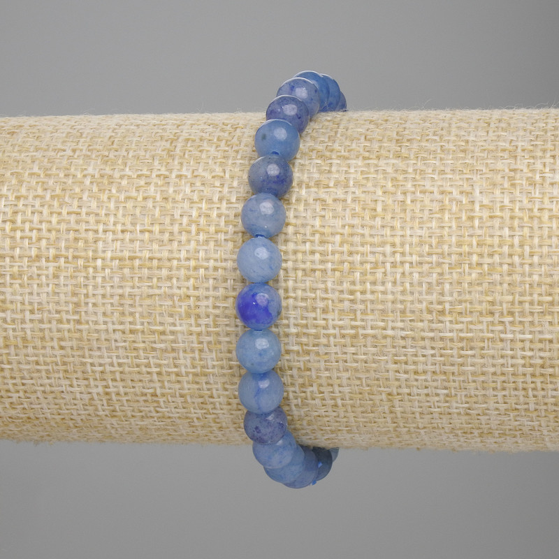 Blue Aventurine Bracelet smooth bead, 7mm diameter ±, length 18cm ± stretch
