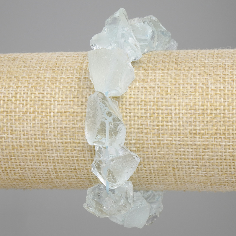Toned Quartz Bracelet with Unpolished Stone, 10-14×10-19mm+-, length 18cm+-, stretch