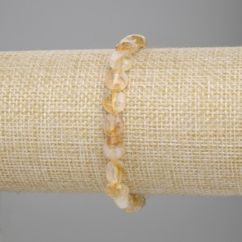 Bracelet Citrine faceted coin, 8mm diameter +-, length 18cm+- stretch
