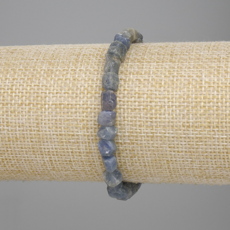 Bracelet Sapphire rough gemstone, diameter 5-8×5-7mm+-, length 18cm+-, stretch