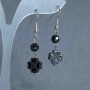Earrings 'Hematite Clover' 10mm+- faceted bead 6mm+-, length 40cm+- stretch