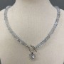 Crystal Necklace with Swarovski-Style Beads, 6×4 mm±, with Heart Pendant, 44 cm + Toggle Clasp