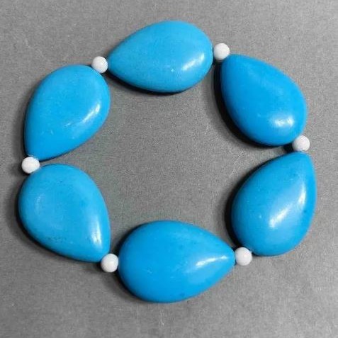 Bracelet Turquoise (loose) drop 28x20mm+-, Agate (loose) bead 4mm+-, length 18cm +- stretch