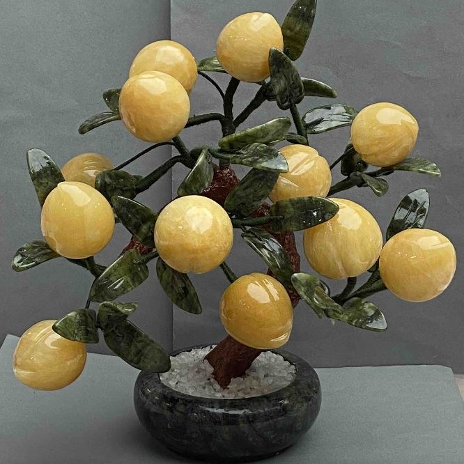 Decorative Tree Sculpture from Natural Stones Onyx Marble Jade 40mm+ flexible ~, length 25cm+