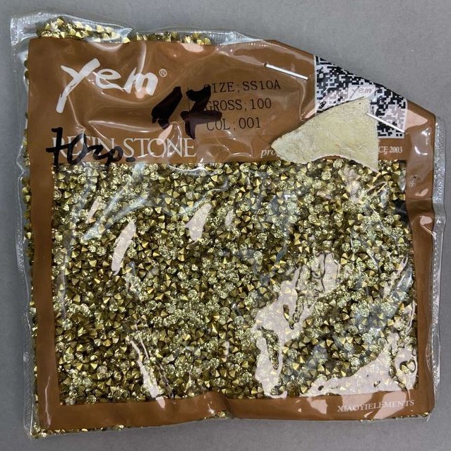 Rhinestones stones colour yellow, diameter 3mm+- pack /70g (+ -)